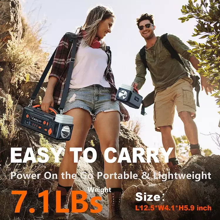 AOY-320 Portable Power Station - 300W Pure Sine Wave Inverter, 296Wh Battery with Type-C, Flashlight, and Solar Charging - Image 5